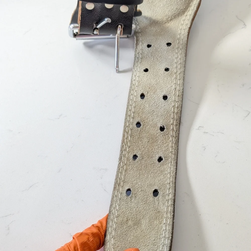 Black Leather Men's Work Utility Labor Belt Size S Made In Pakistan